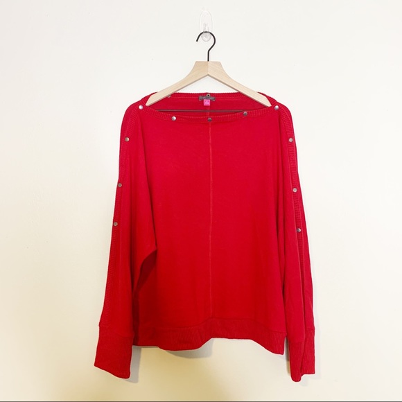 NWT Vince Camuto Red Snap Button Trim Dolman Sleeve Sweater XL - Picture 4 of 12